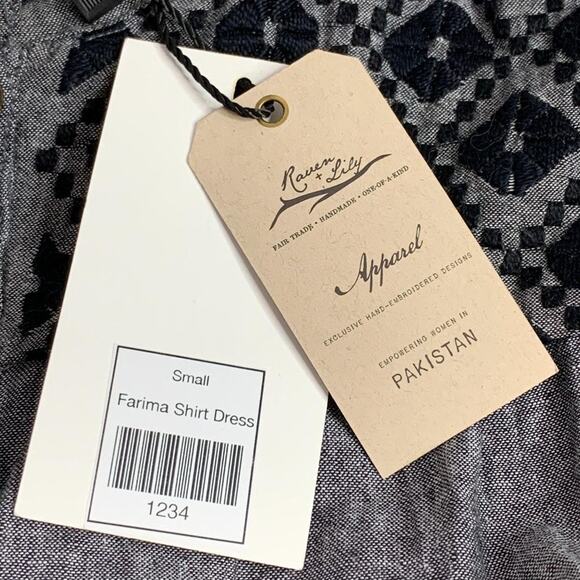 NEW Raven + Lily Farima Embroidered Kaftan Shirtdress Maxi Dress Small - Picture 10 of 12